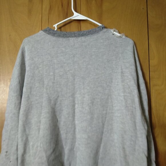N:Philanthropy Women's XS Gray Destroyed Distressed Pullover Sweatshirt - Picture 6 of 9